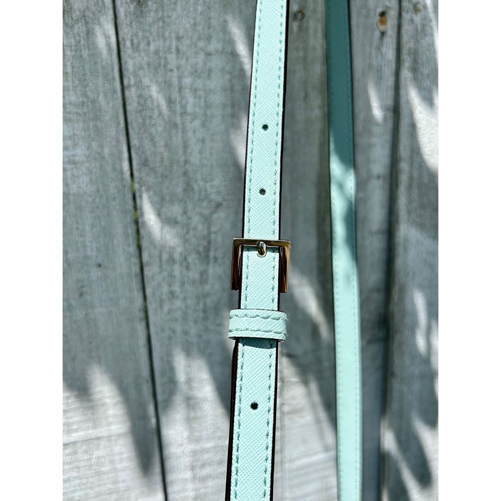 Kate Spade Mint Green Saffiano Leather Crossbody Bag Gold Logo Purse - Picture 4 of 10